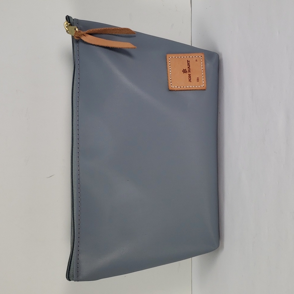 JON HART DESIGN  SLATE COATED CANVAS GRANDE TRAVEL COSMETIC MAKEUP ZIP POUCH